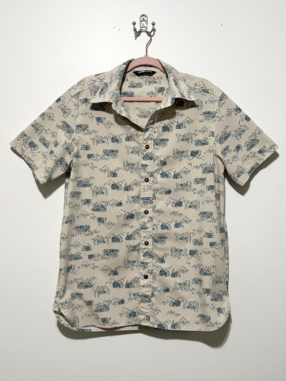 North Face Mens Short Sleeve Button Up Shirt L Cabin Camping Gorpcore Outdoor